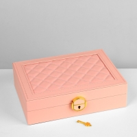Подставка для украшений «Шкатулка» 1 ярус, 17×23×6,5 см, цвет розовый Подставка для украшений «Шкатулка» 1 ярус, 17×23×6,5 см, цвет розовый