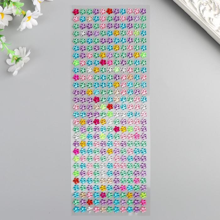 Наклейка пластик "Стразы-цветочки" МИКС 11х32 см