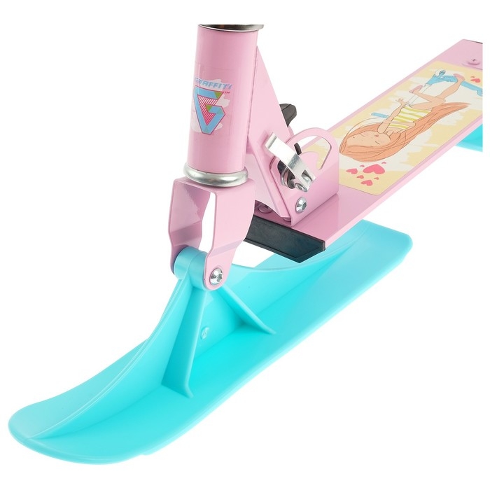 Самокат-снегокат 2 в 1 GRAFFITI «Красотка», цвет розовый Самокат-снегокат 2 в 1 GRAFFITI «Красотка», цвет розовый