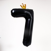 Шар фольгированный 40" &laquo;Цифра 7 с короной&raquo;, цвет чёрный