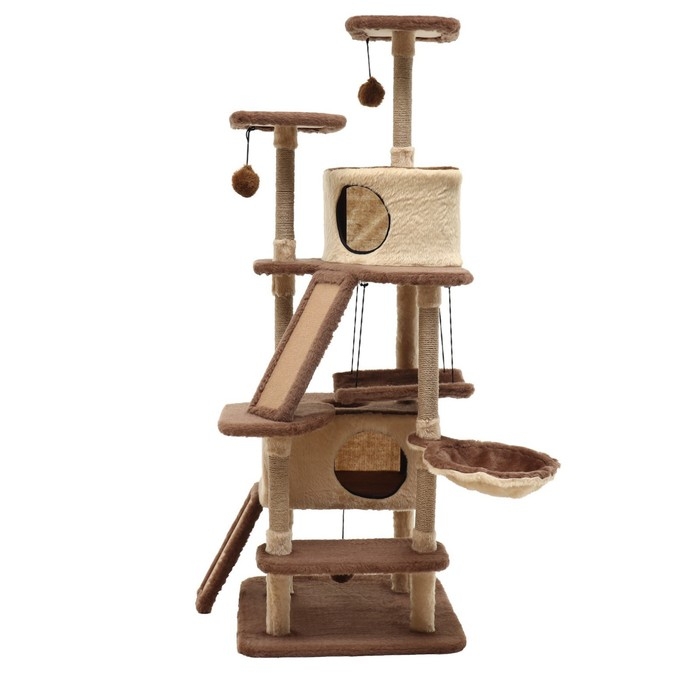 Комплекс для кошек с когтеточкой, разборный, 8ми уровневый, 77 х 90 х 163 см, бежевый Комплекс для кошек с когтеточкой, разборный, 8ми уровневый, 77 х 90 х 163 см, бежевый