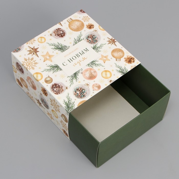 Подарочная коробка складная, новогодняя&laquo;Новогодние радости&raquo;, 14 х 14 х 8 см, Новый год
