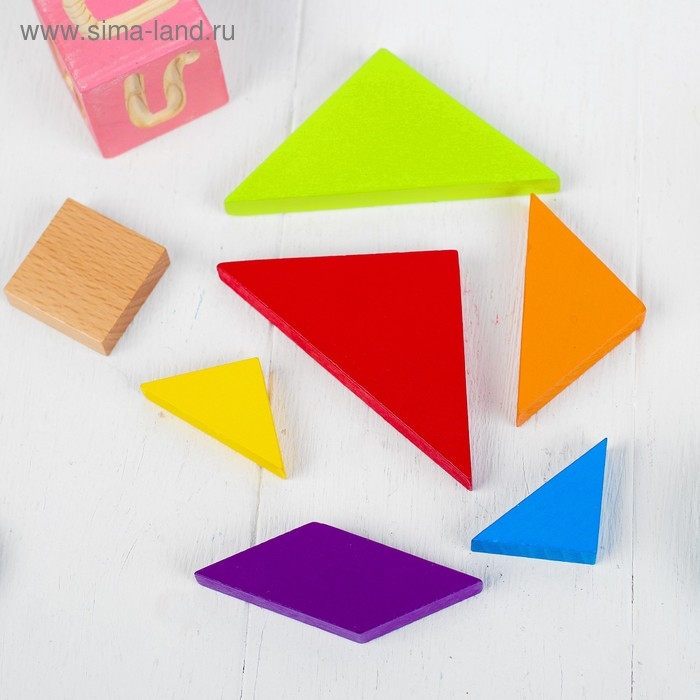 Головоломка &laquo;Танграм&raquo;, в коробочке, книжка со схемами, 11&times;11&times;2 см