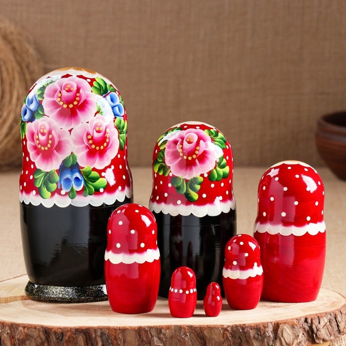 Матрешка "Цветы" , 7-кукольная,  10х20 см, ручная роспись