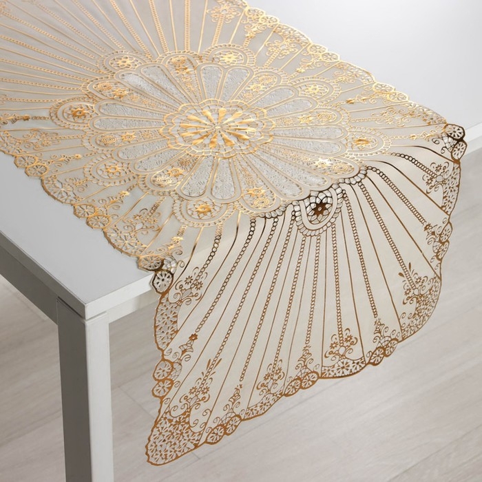 Салфетка сервировочная на стол &laquo;Лучи&raquo;, ажурная, 84&times;40 см, ПВХ, цвет золотой