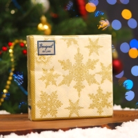 Новогодние салфетки бумажные Bouquet de Luxe «Снегопад Золото», 3 слоя, 24х24, 25 шт. Новогодние салфетки бумажные Bouquet de Luxe «Снегопад Золото», 3 слоя, 24х24, 25 шт.