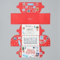 Коробка складная с двусторонним нанесением «Почта счастья», 16 х 10 х 10 см, Новый год Коробка складная с двусторонним нанесением «Почта счастья», 16 х 10 х 10 см, Новый год