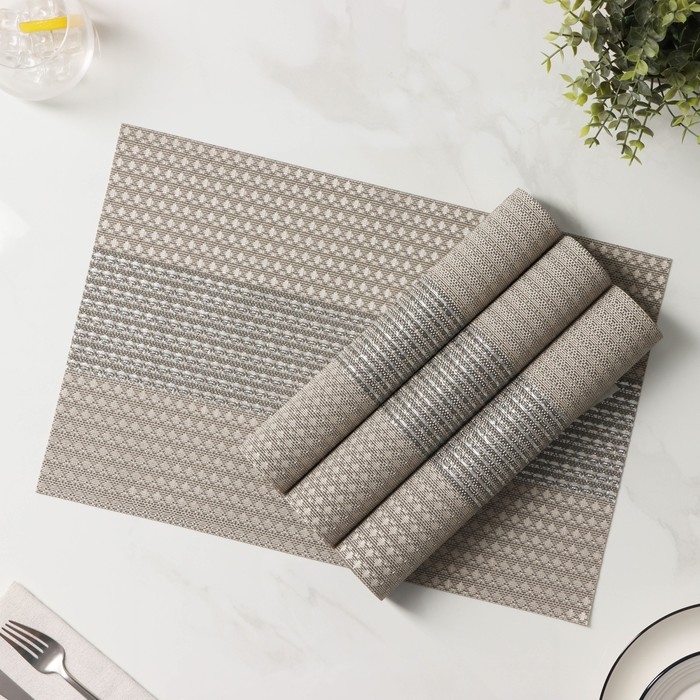 Салфетки сервировочные на стол Доляна &laquo;Сияние&raquo;, 4 шт, 45&times;30 см, цвет бежевый