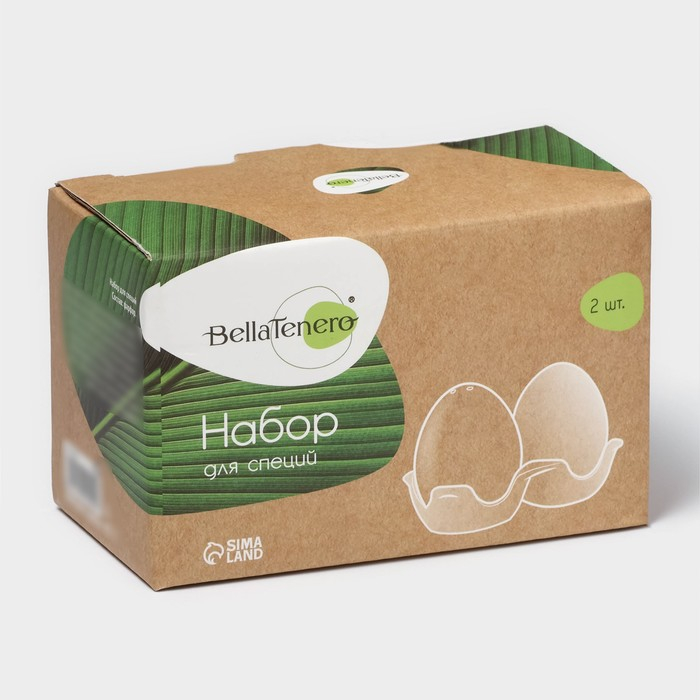 Набор фарфоровый для специй BellaTenero &laquo;Яйца&raquo;, 3 предмета: солонка 60 мл, перечница 60 мл, подставка, цвет белый и бежевый