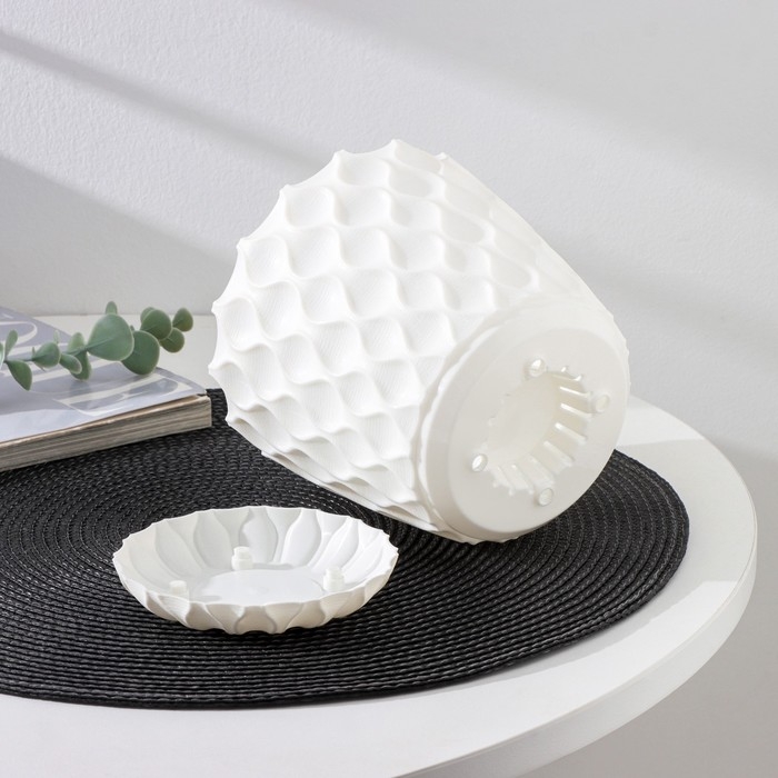 Горшок для цветов с поддоном &laquo;Wave&raquo;, 0,65 л, d=11,5 см, белоснежный