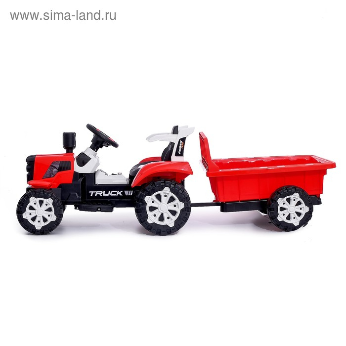 Электромобиль &laquo;Трактор&raquo;, с прицепом, 2 мотора, цвет красный