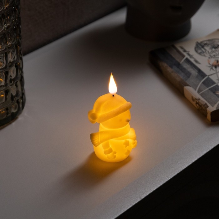 Светодиодная фигура &laquo;Снеговик&raquo; 7 &times; 12 &times; 5 см, пластик, батарейки AG13х3 (в комплекте), свечение тёплое белое