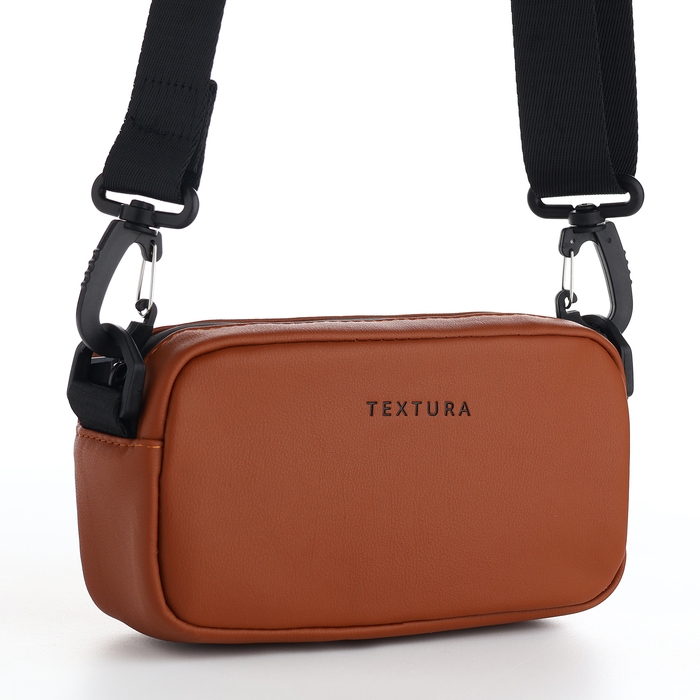 Сумка женская на молнии, TEXTURA, маленький размер, длинный ремень, цвет коричневый Сумка женская на молнии, TEXTURA, маленький размер, длинный ремень, цвет коричневый