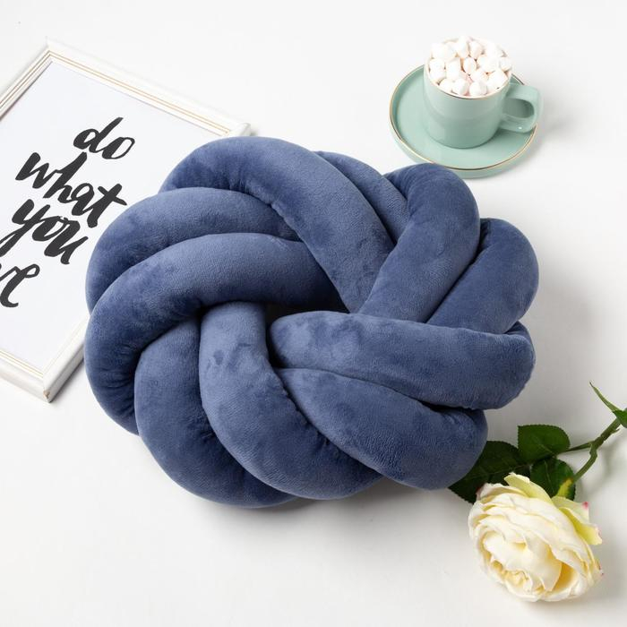 Подушка-узел &laquo;Этель&raquo;, d=33см, цвет синий, велюр