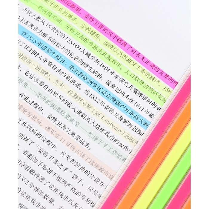 Блок-закладка с липким краем 145 мм х 5 мм, пластик, 4 цвета по 20 листов, 8 штук, пастель