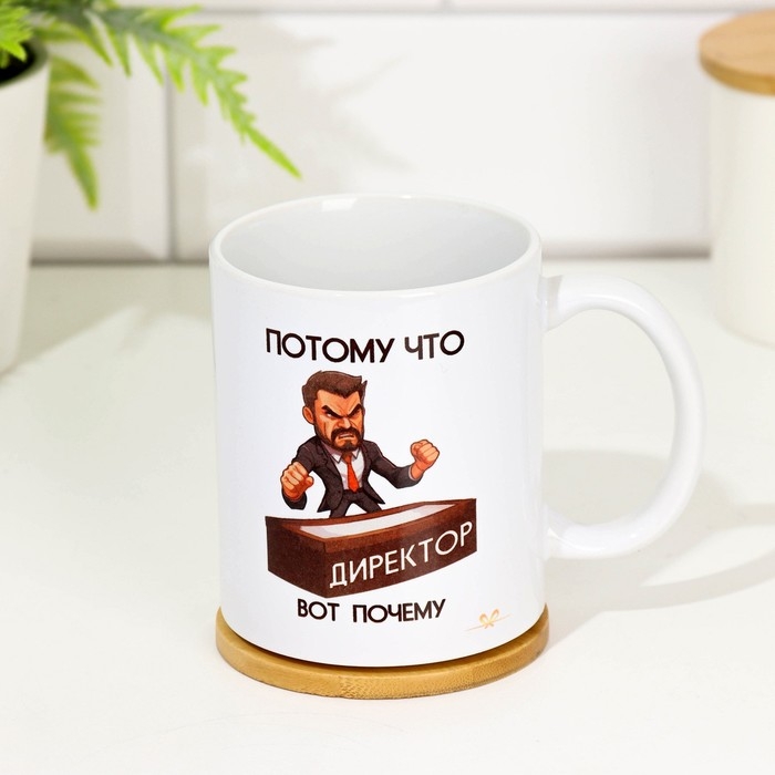 Кружка чайная керамическая Кружка чайная керамическая "Потому что директор вот почему", 320 мл