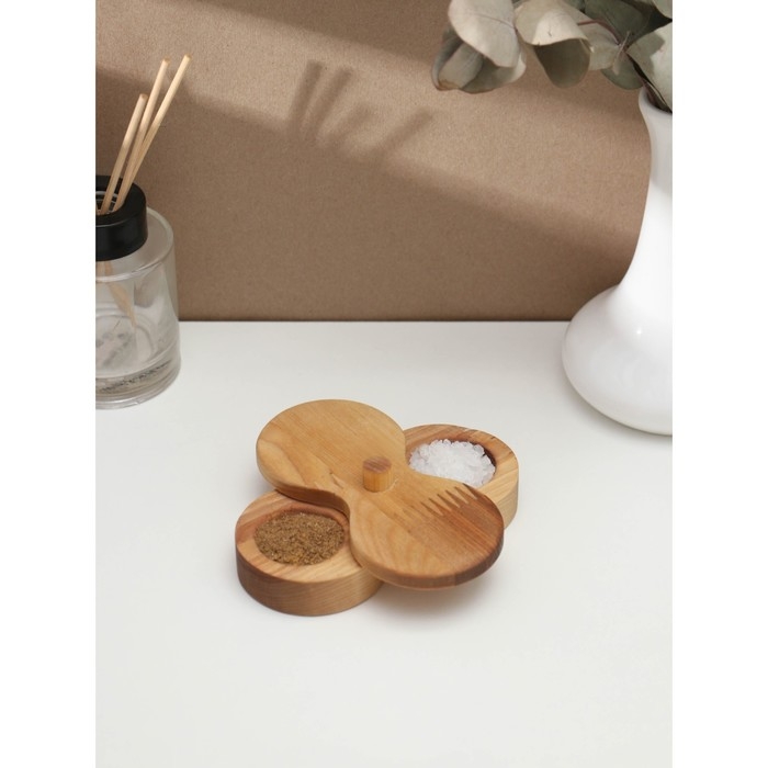 Набор для специй с крышкой Adelica, для соли и перца, пропитано маслом, 12,5&times;6&times;2,5 см, берёза