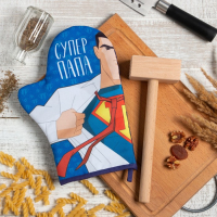 Кухонный набор &laquo;Супер папа&raquo;,варежка-прихватка 20х28см, молоток деревянный