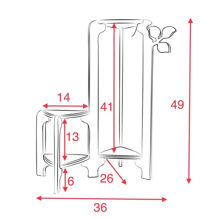 Стойка-полка для цветов треугольная Флора (2 места) Серо-желтый