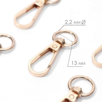 Карабин металлический, 48 &times; 18 мм / 13 &times; 2,2 мм, 5 шт, цвет золотой