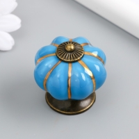 Ручка для шкатулки керамика, металл "Тыковка" голубая 4х4х4 см Ручка для шкатулки керамика, металл "Тыковка" голубая 4х4х4 см