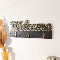 Крючки декоративные дерево "Добро пожаловать" чёрный с золотом 3х29,5х10,5 см Крючки декоративные дерево "Добро пожаловать" чёрный с золотом 3х29,5х10,5 см