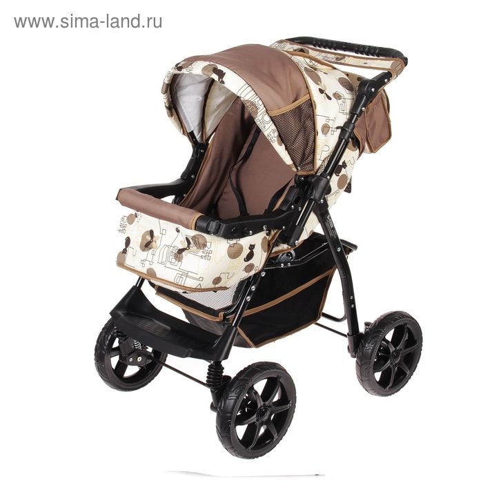 Коляска-трансформер &laquo;Гном&raquo;, пластиковые колёса, оттенки бежевого, рисунок МИКС