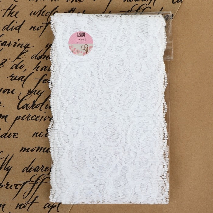 Кружево капроновое, 90 мм &times; 3 &plusmn; 0,5 м, цвет белый