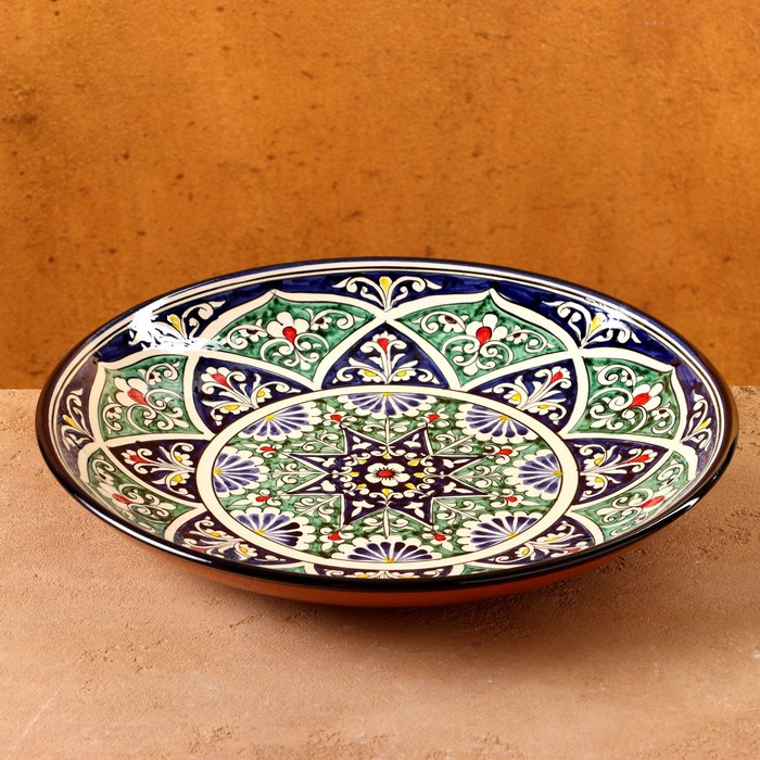 Ляган Риштанская Керамика Ляган Риштанская Керамика "Цветы", 32 см, синий