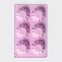 Форма для выпечки Доляна &laquo;Сладости. Пудинг&raquo;, силикон, 29,5&times;17,5 см, 6 ячеек (7,7&times;4 см), цвет МИКС