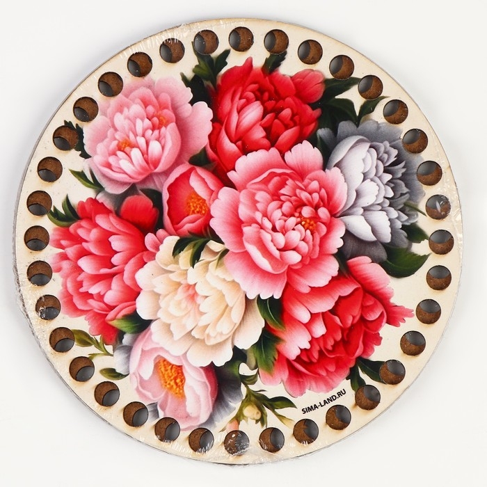 Донышки для вязания 2 в 1 &laquo;Пионы&raquo;, круг 15 см, хдф 3 мм