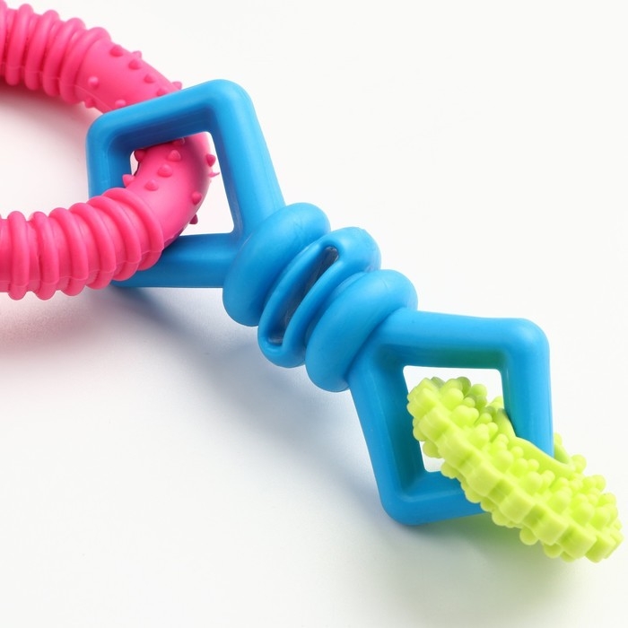 Игрушка жевательная Игрушка жевательная "Всегда вместе!", TPR, 18,5 см, круг/конфета/шестерёнка