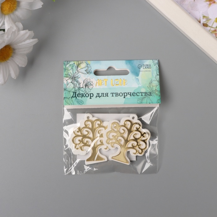 Декор для творчества дерево, пластик Декор для творчества дерево, пластик "Деревце" зеркальный набор 2 шт 4,1х4,8 см