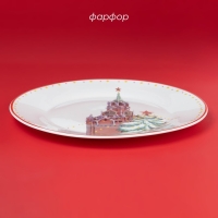 Тарелка новогодняя Доляна «Московский мишка», d=25,5 см, фарфор, цвет белый Тарелка новогодняя Доляна «Московский мишка», d=25,5 см, фарфор, цвет белый