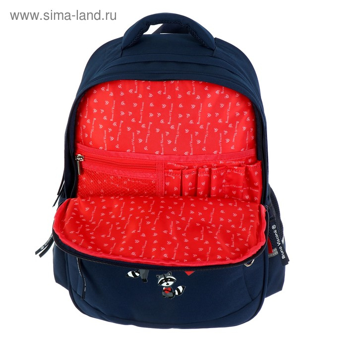 Рюкзак школьный Bruno Visconti, 40 х 30 х 16 см, эргономичная спинка, &laquo;Еноты, сердечки&raquo;