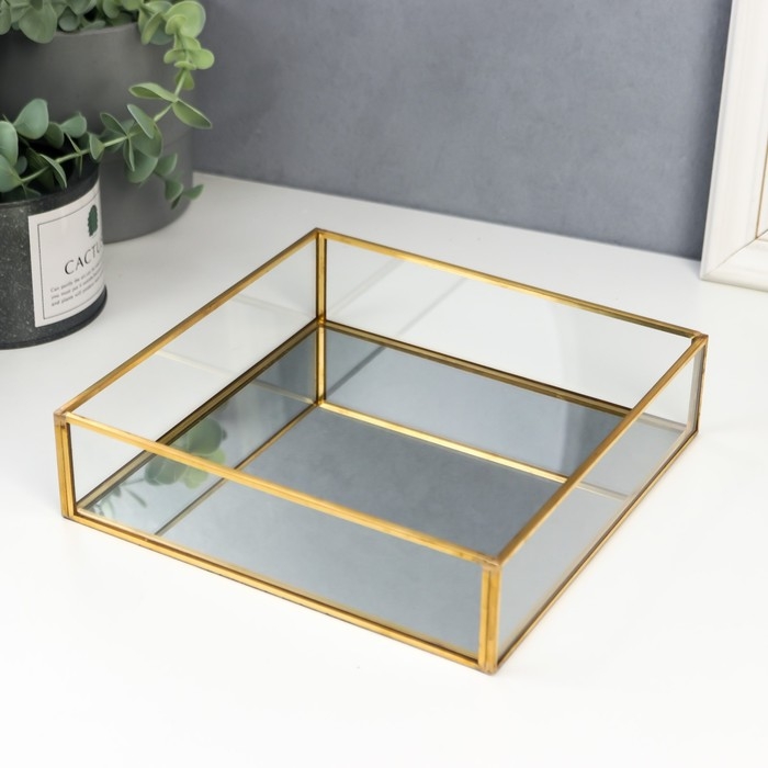 Подставка интерьерная стекло с зеркалом Подставка интерьерная стекло с зеркалом "Квадрат" 5х20х20 см