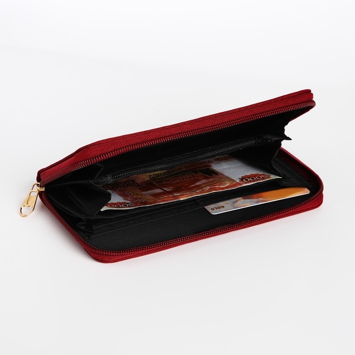 Кошелёк женский на молнии, цвет бордовый
