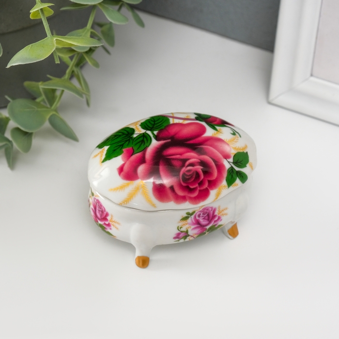 Шкатулка керамика на ножках Шкатулка керамика на ножках "Роза" 6,1х7,7х4,8 см