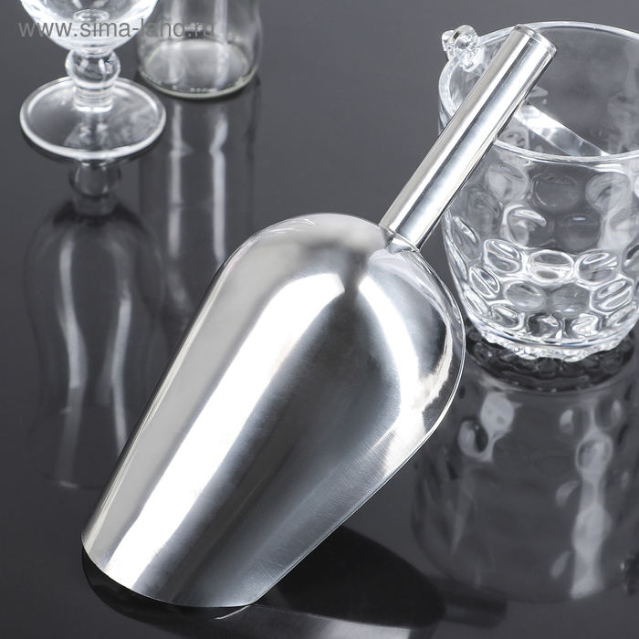 Совок из нержавеющей стали для льда и сыпучих продуктов, 30,5&times;13,5&times;6 см, цвет хромированный