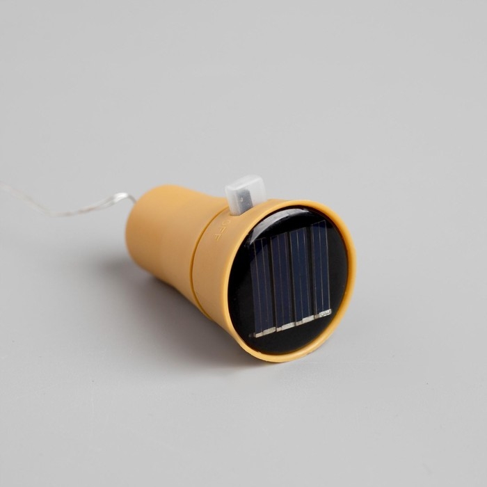 Гирлянда &laquo;Нить&raquo; 2 м роса с пробкой, IP44, серебристая нить, 20 LED, свечение зелёное, фиксинг, солнечная батарея