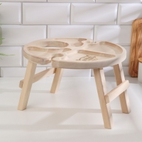 Столик-поднос с менажницей и складными ножками "Лучше тебя только вино" D=30x2 см, береза Столик-поднос с менажницей и складными ножками "Лучше тебя только вино" D=30x2 см, береза