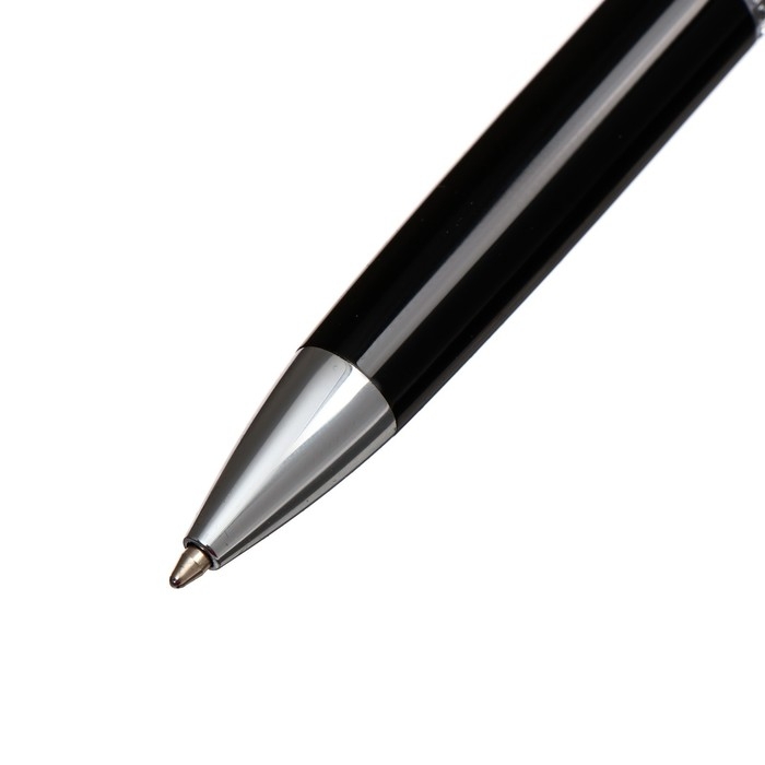 Ручка подарочная, шариковая "Кронос" в кожзам футляре, поворотная, корпус черный с серебром