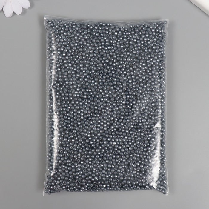 Набор бусин "Жемчуг" d 4 мм, 250 гр,серый