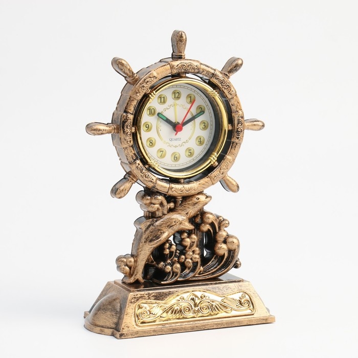 Часы - будильник настольные Часы - будильник настольные "Штурвал", дискретный ход, циферблат d-7 см, 15 х 22.5 см, АА