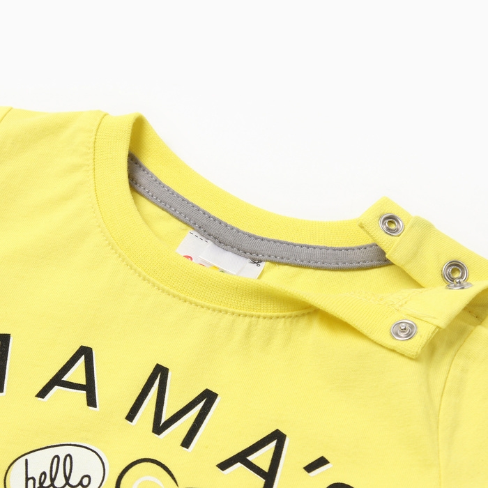 Комплект для мальчика (футболка/шорты), цвет жёлтый/серый, рост 74 см