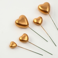 Набор топперов &laquo;Сердечки&raquo;, 12 см, цвет золото