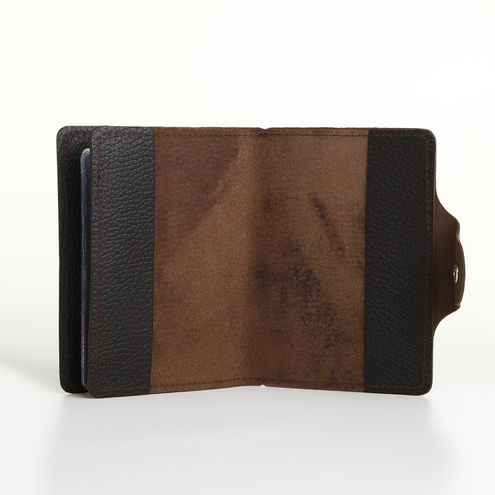 Обложка для автодокументов и паспорта на кнопке, TEXTURA, цвет коричневый Обложка для автодокументов и паспорта на кнопке, TEXTURA, цвет коричневый