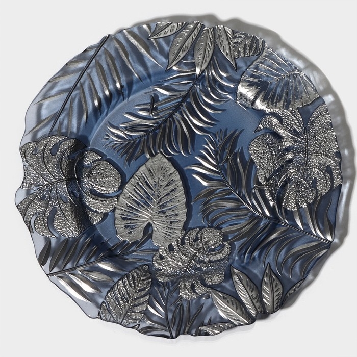 Тарелка стеклянная &laquo;Арабис&raquo;, d=33 см, цвет голубой