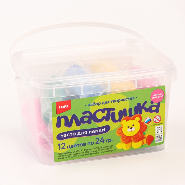 Тесто для лепки &laquo;Пластишка&raquo;, 12 цветов по 24 гр