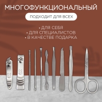 Набор маникюрный &laquo;Люси&raquo;, 10 предметов, кожзам-чехол, цвет коричневый